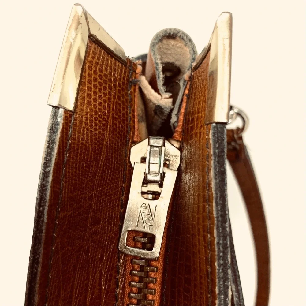 Smart Bags Vintage Brown Lizard Embossed Leather Briefcase Satchel Made in USA